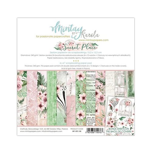 Mintay 6x6" Paper Pad Secret Places 24 Blatt + Bonus