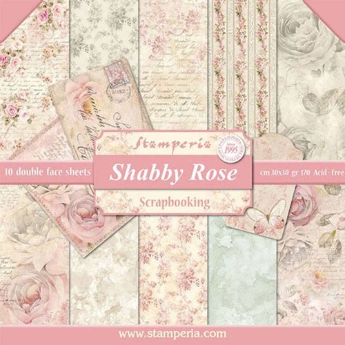Stamperia 12x12" Paper Pad Shabby Rose 10 Blatt