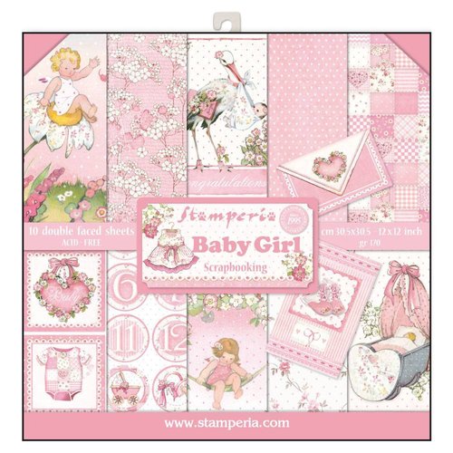 Stamperia 12x12" Paper Pad Baby Girl  10 Blatt