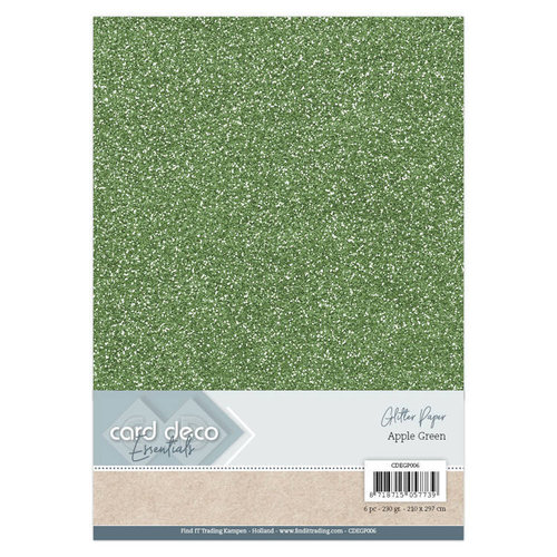 Card Deco Essentials Glitterkarton Apple Green Din A4 230g/m² 6 Blatt
