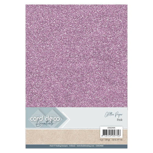 Card Deco Essentials Glitterkarton Pink Din A4 230g/m² 6 Blatt