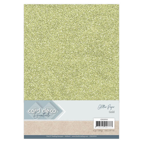 Card Deco Essentials Glitterkarton Gold Din A4 230g/m² 6 Blatt