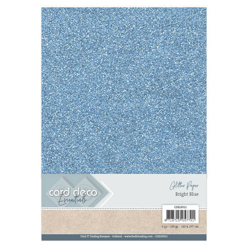 Card Deco Essentials Glitterkarton Bright Blue Din A4 230g/m² 6 Blatt