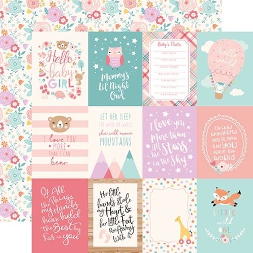 Echo Park Hello Baby Girl 12x12" Designpapier 3x4 Journaling Cards
