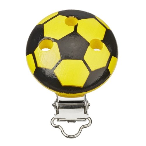 Schnulli-Ketten Clip Fussball 37 mm/11,5 mm, schwarz/gelb, Btl. à 1 St.