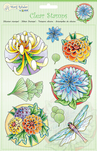 Marij Rahder Clear Stamps Blumen mit Libelle 9-teilig